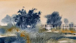 USE SALT! BEGINNERS 3 COLOR Watercolor Landscape Painting, Paint A Loose Watercolour Tutorial DEMO