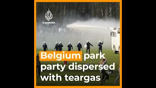 Belgium police use water cannon, teargas to disperse park party | AJ #shorts