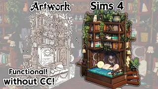 I turned an Artwork into a Sims 4 Build || 3in1 Magical Nook without CC || Speedbuild