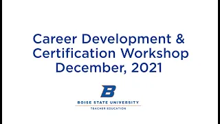 Career Development and Certification Seminar, December 2021