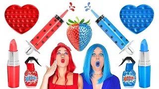 FOOD CHALLENGE ROSSO VS BLU || Mangiare un Solo Colore per 24 ORE! Mukbang di 123 GO! FOOD