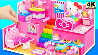 How To Make Hello Kitty House with Pink Bedroom, Kitchen from Cardboard, Clay ❤️ DIY Miniature House