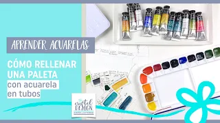 Cómo llenar la paleta con acuarelas en tubo.