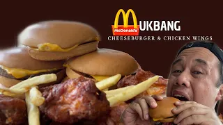 CHEESE BURGER & FRIED CHICKEN WINGS MUKBANG ASMR || McDonald’s