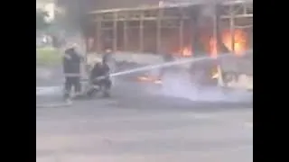 Сгорел автобус на Троещине