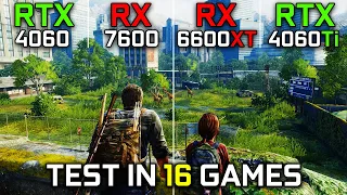 RTX 4060 vs RX 7600 vs RX 6600 XT vs RTX 4060 Ti | Test in 16 Games at 1080p | Which One Is Better?