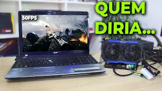 PLACA DE VÍDEO EXTERNA EM NOTEBOOK BÁSICO, RODOU JOGOS MUITO BEM! EGPU (Instalação e Teste)