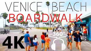 Walking the Venice Beach Boardwalk - VR 360 - 4K Video - Surround Sounds - ASMR CaliScapes