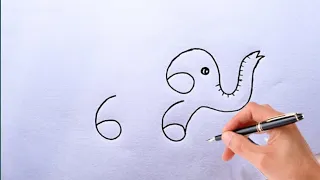 Elephant Drawing From 666 Number/Elephant Drawing Easy Step By Step/Elephant Drawing Tutorial/Art