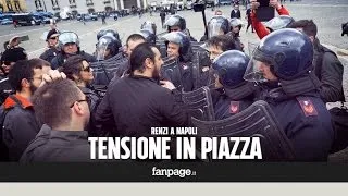 Renzi a Napoli, tensioni in piazza tra contestatori e forze dell'ordine