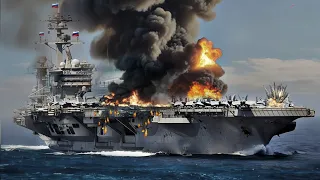 TERRIFYING MOMENT! A Russian aircraft carrier carrying 1,500 fighter jets was blown up by Ukraine