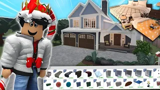 building a bloxburg house WITH NEW BLANKETS, PILLOWS, BATHROOM UPDATE...