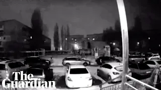 Surveillance footage shows moment Russia shot down Ukrainian drone near Engels airbase