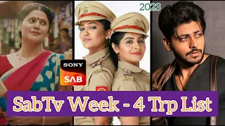 SabTv Week - 4 Main Trp List | 2023 | Maddam Sir Trp | Ali Baba Chapter-2 Trp | Pushpa Impossible