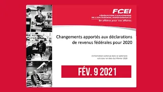 Changements apportés aux déclarations de revenus fédérales pour 2020