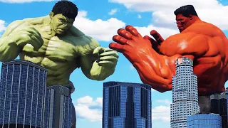 GTA5 绿巨人对抗红巨人 洛圣都就要灭亡了！ GREEN HULK vs RED HULK (OMG😱)