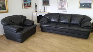 Мякенький шкіряний диван з кріслом з Італії