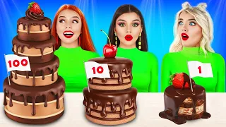 100 Layers of Chocolate Food Challenge | Cooking Experiment With Sweets For 24 HRS by RATATA POWER