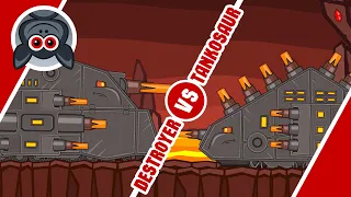 Destroyer vs Tankosaur. “Fighting to the death“ Tank Cartoon