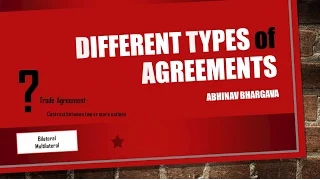 Different types of Trade Agreements - TIFA, BIT, PTA,FTA,CECA, CEPA, CU, CM, EU, E&MU