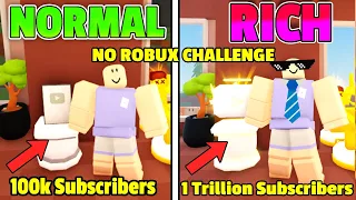 *NO ROBUX Challenge* Noob to Pro  in YouTube Life | ROBLOX