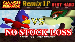 Smash Remix - Classic Mode Remix 1P Gameplay with Falco (VERY HARD) No stock loss