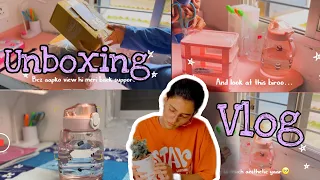 Half desk transformation vlog🫶🏻🥺🌈||unboxing  my some order for desk transformation vlog🥴