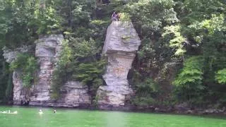 Cliff Jumping at Alabama's Smith Lake. Crazy High Jump From Indian Head Rock