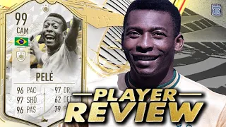 THE KING 👑 99 PRIME ICON MOMENTS PELE PLAYER REVIEW - SBC PLAYER - FIFA 22 ULTIMATE TEAM
