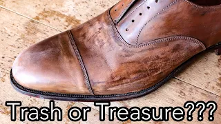 CAN I SAVE THESE SHOES?! Leather Restoration & Shine Tutorial-Crockett & Jones Captoes
