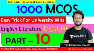 Top 1000 MCQs In English Literature Part - 10  By AKSRajveer  UGC NET English June 2020
