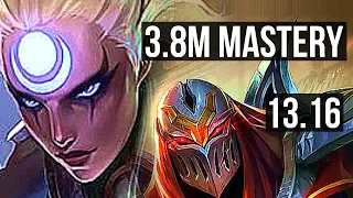 DIANA vs ZED (MID) | 3.8M mastery, 6 solo kills, 1100+ games, Godlike | NA Grandmaster | 13.16