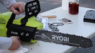 How to replace a chain on a chainsaw - Another part of our Ryobi 40V 14' electric chainsaw review