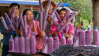 Perfect Biggest Java Plum Ice Cream in Bamboo - Natural Rural Ice Cream | Kitchen Foods in Village