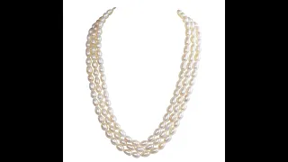 Discover Elegance: Unveiling the 3-Line Real Big Elongated Pearl Necklace for Women (SN1009 NU)