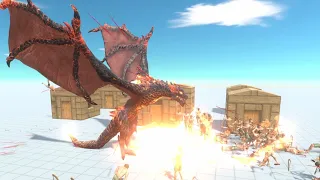 LAVA DRAGON vs 100 Ancient Humans Village ARBS Mod Animal Revolt Battle Simulator