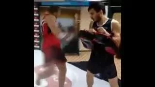 Jose Aldo power body kicks [Training for UFC 194]