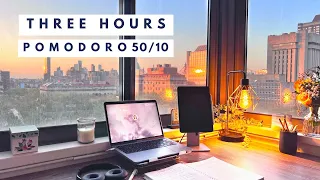 THREE HOUR Study With Me | Pomodoro 50/10 | l Quiet PhD Study Corner in NYC