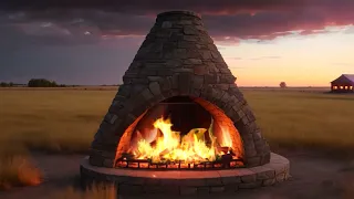Cozy Fireplace in a Plain | Beautiful Jazz Music and Crackling Sounds for Relaxing and Sleeping,