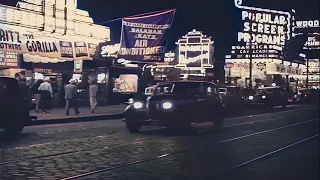 Chicago By Night, 1930s [60fps,Colorized] w/ sound design added