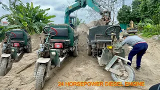 Dàn công nông một khối chở cát cực mạnh máy 24 | Máy xúc mini xúc cát | 24 horsepower diesel engine