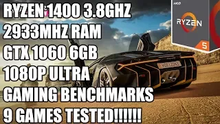 Ryzen 5 1400 + GTX 1060 6GB - 1080P Ultra Gaming - 9 Games Tested