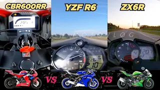 Honda CBR600RR 🆚️ Yamaha YZF R6 🆚️ Kawasaki ZX6R | Top Speed Attempt 🔥