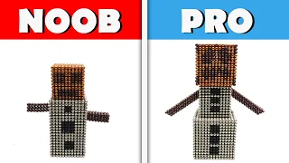 Minecraft Noob vs Pro vs Monster Magnets - Make Snow Golem with Magnetic Balls