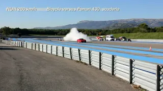 Fastest Bicycle vs Ferrari François Gissy  Bicycle World Record 207 mph  333 km/h