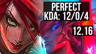 KATA vs YONE (MID) | 12/0/4, Rank 5 Kata, Legendary, 900+ games | KR Challenger | 12.16