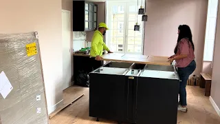 Installing A Massive Kitchen Island Worktop In The Convent Apartment.