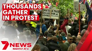 Thousands gather in Melbourne in protest of proposed pandemic laws | 7NEWS