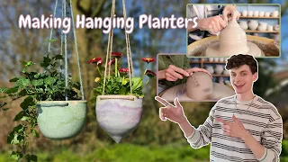 How To Throw Hanging Planters on the pottery wheel // throwing, trimming, making holes and glazing