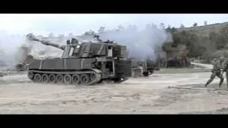 M109A1B firing, slow motion wide view - 600fps